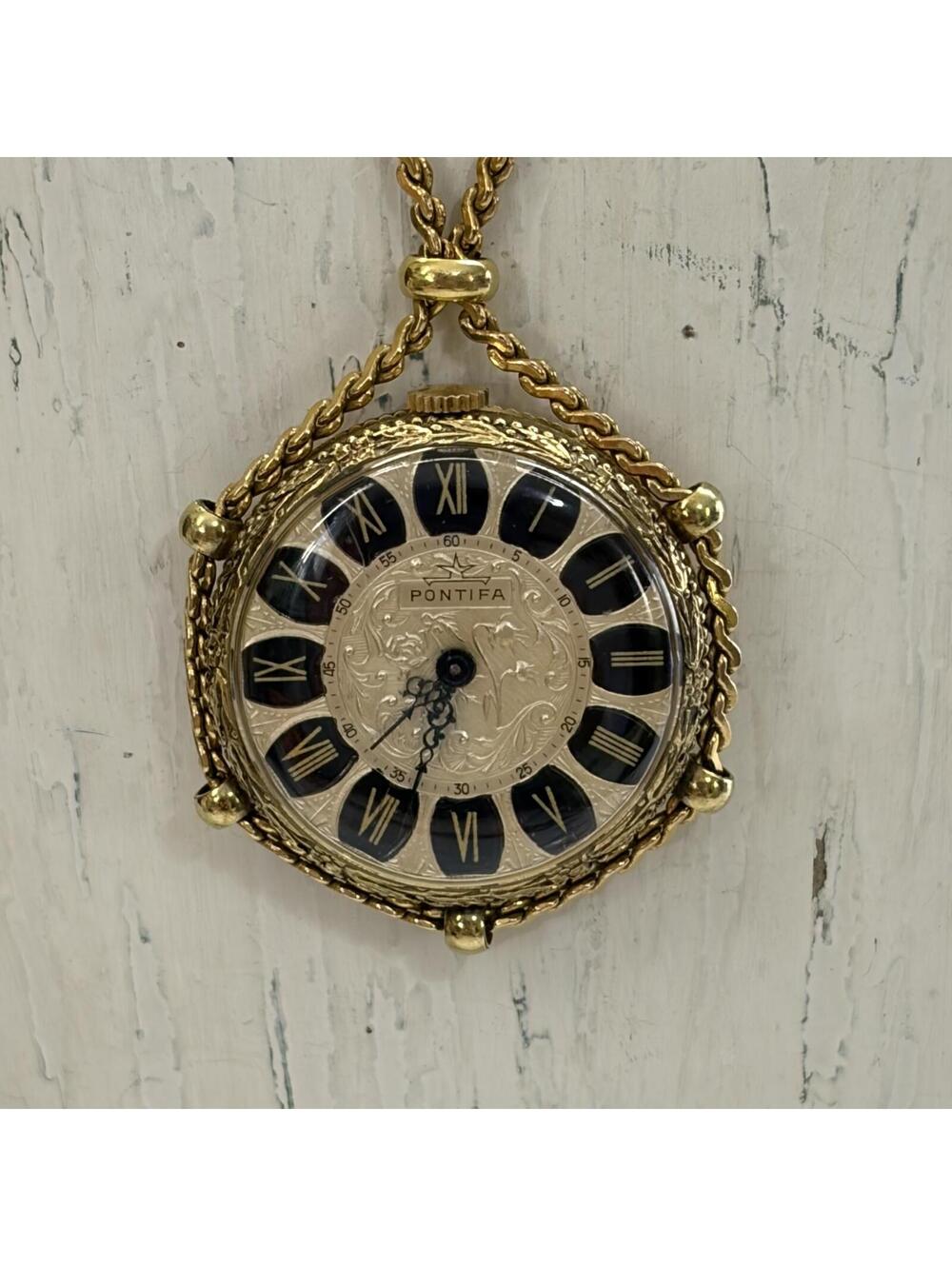 Pontifa gold filled/Plated/Rolled? watch necklace vintage 70s wind-up working! - Picture 2 of 8